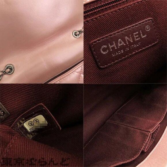 CHANEL Flap Bag Lambskin Quilted Purse Glazed Coco Pleats Tote Pink - Picture 7 of 10